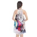 Cat Kitty Animal Art Abstract Halter Neckline Chiffon Dress  View2