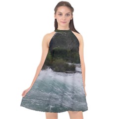 Sightseeing At Niagara Falls Halter Neckline Chiffon Dress  by canvasngiftshop