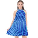 Blue Background Light Glow Abstract Art Halter Neckline Chiffon Dress  View1