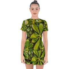 Top View Leaves Drop Hem Mini Chiffon Dress by dflcprints