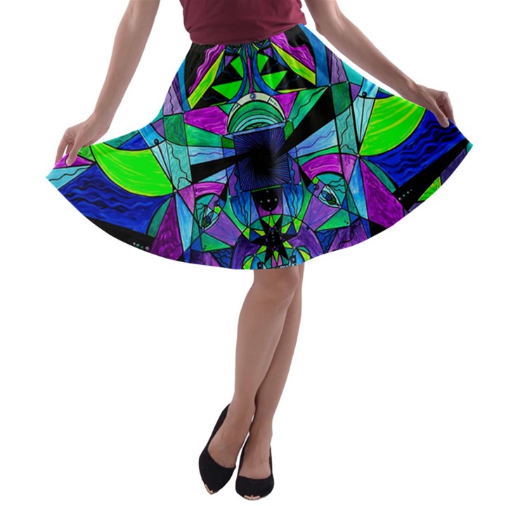 Arcturian Astral Travel Grid - A-line Skater Skirt