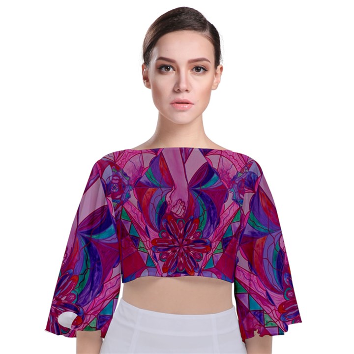 Human Intimacy - Tie Back Butterfly Sleeve Chiffon Top