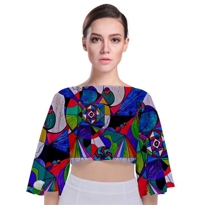 Aether - Tie Back Butterfly Sleeve Chiffon Top