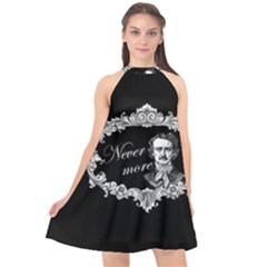 Edgar Allan Poe  - Never More Halter Neckline Chiffon Dress  by Valentinaart