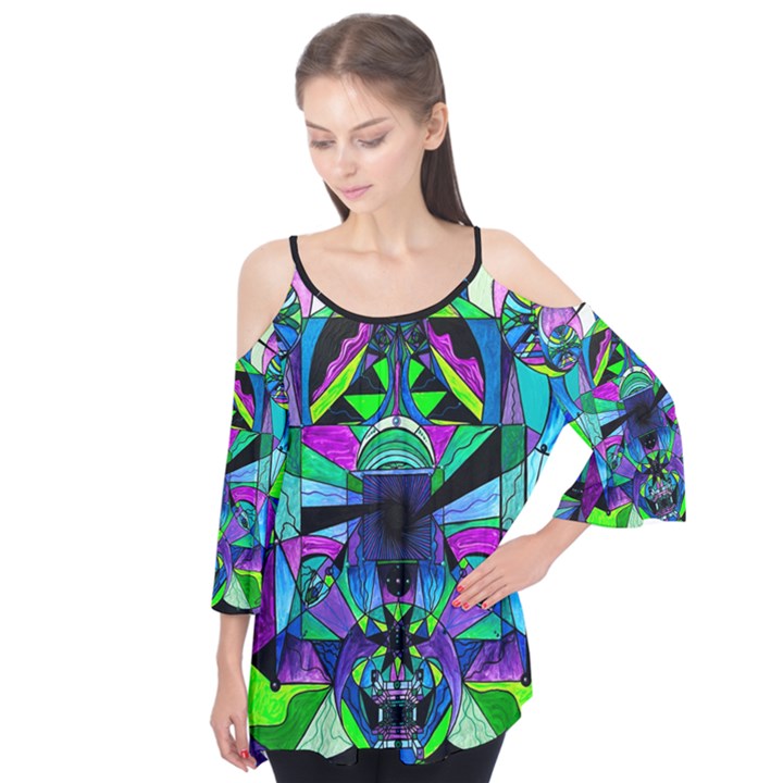 Arcturian Astral Travel Grid - Flutter Sleeve Tee 