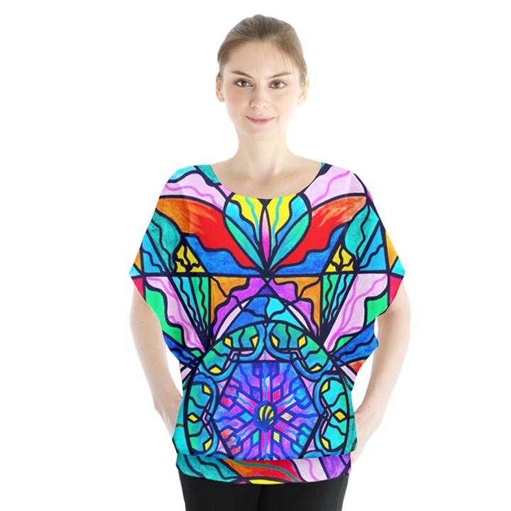 Heart Chakra Anahata - Batwing Chiffon Blouse