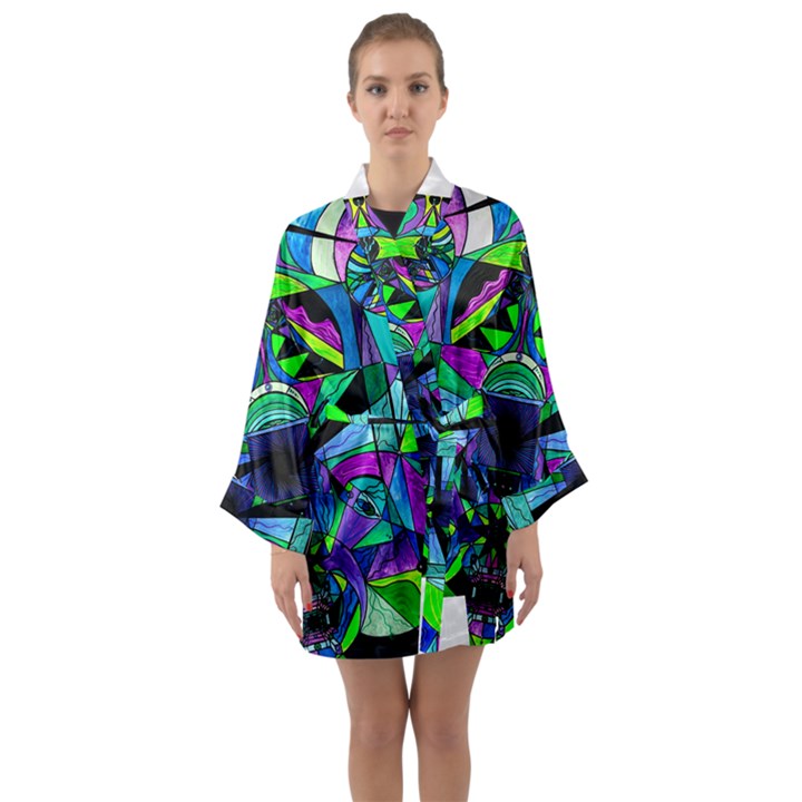 Arcturian Astral Travel Grid - Long Sleeve Kimono Robe