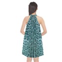 Turquoise Leopard print Halter Neckline Chiffon Dress  View2