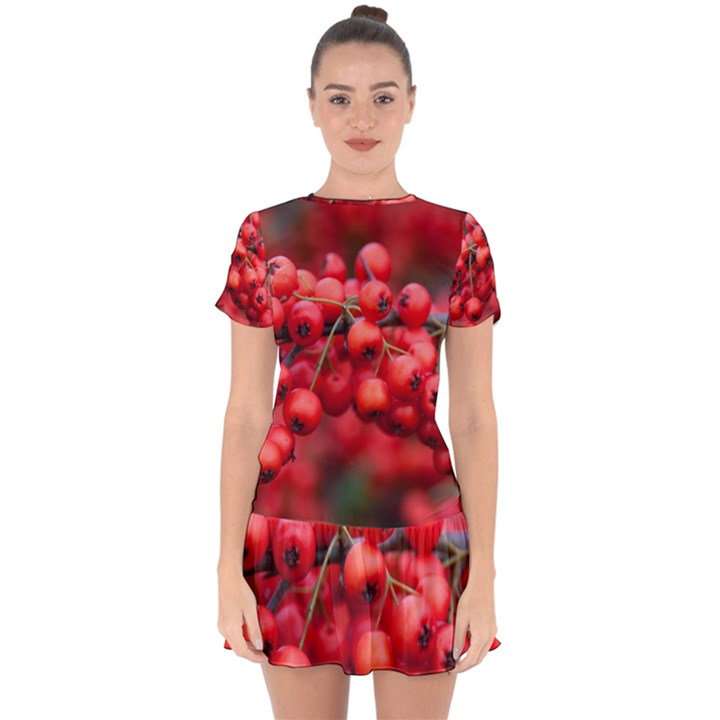 RED BERRIES 1 Drop Hem Mini Chiffon Dress