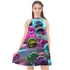 Colorful Balls Of Glass 3d Halter Neckline Chiffon Dress  by Sapixe