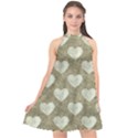 Hearts Motif Pattern Halter Neckline Chiffon Dress  View1