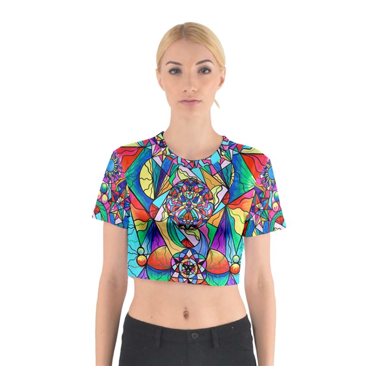 Blue Ray Transcendance Grid - Cotton Crop Top