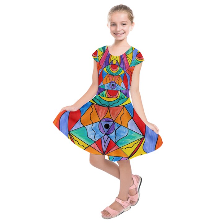 Arcturian Insight Grid - Kids  Short Sleeve Dress