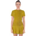 Yellow Alligator Skin Drop Hem Mini Chiffon Dress View1