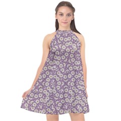 Ditsy Floral Pattern Halter Neckline Chiffon Dress  by dflcprints