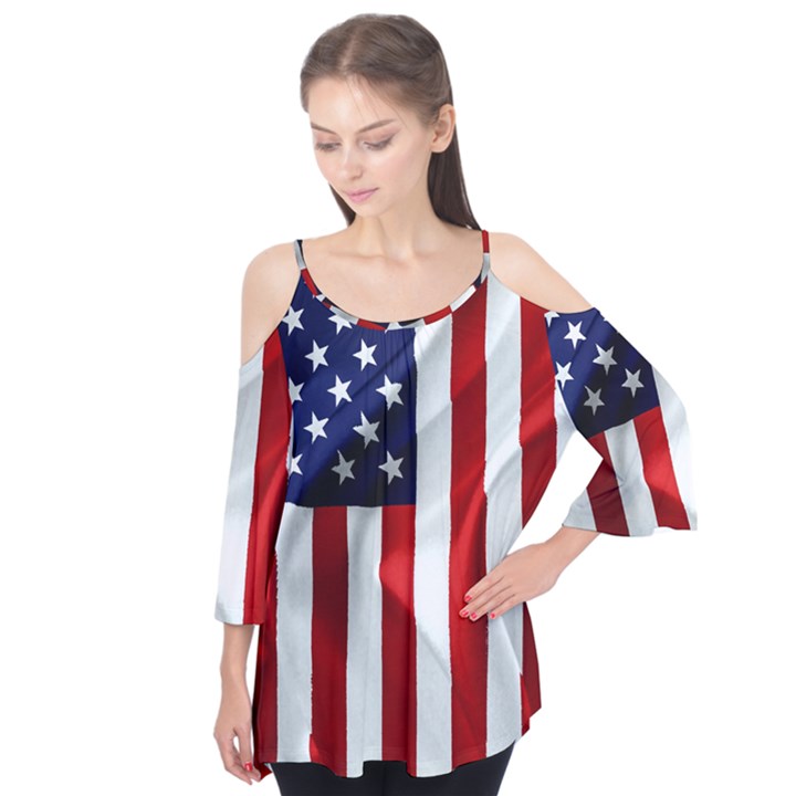 American Usa Flag Vertical Flutter Tees