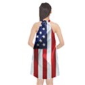 American Usa Flag Vertical Halter Neckline Chiffon Dress  View2