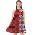 Red and black florals  Halter Neckline Chiffon Dress  View1