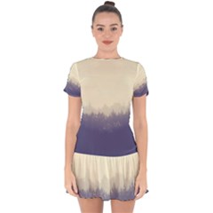 Cloudy Foggy Forest With Pine Trees Drop Hem Mini Chiffon Dress by genx