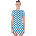 Oktoberfest Bavarian Large Blue and White Checkerboard Drop Hem Mini Chiffon Dress View1