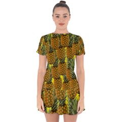 Tropical Pineapple Drop Hem Mini Chiffon Dress by snowwhitegirl