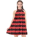 Donated Kidney Pink and Black Halloween Nightmare Stripes  Halter Neckline Chiffon Dress  View1