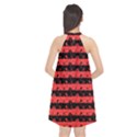 Donated Kidney Pink and Black Halloween Nightmare Stripes  Halter Neckline Chiffon Dress  View2