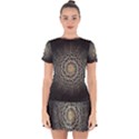 Fractal Mandala Feathers Grey Drop Hem Mini Chiffon Dress View1