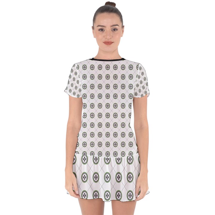 Logo Kekistan Pattern Elegant with lines on white background Drop Hem Mini Chiffon Dress