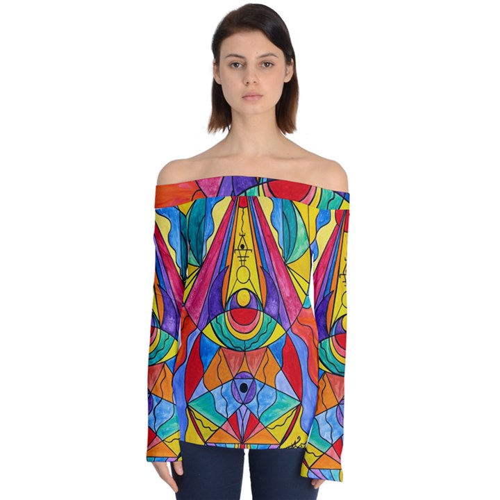 Arcturian Insight Grid - Off Shoulder Long Sleeve Top