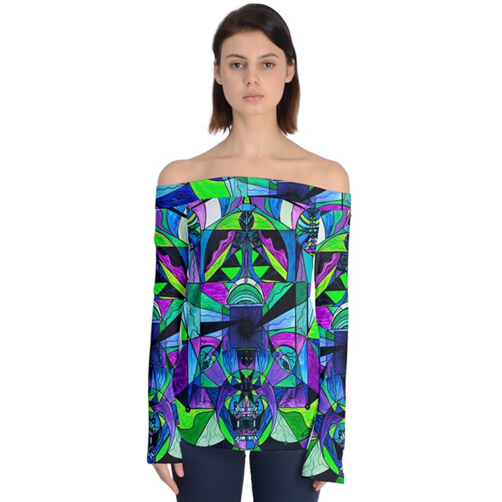 Arcturian Astral Travel Grid - Off Shoulder Long Sleeve Top