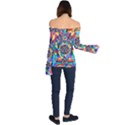 Blue Ray Transcendance Grid - Off Shoulder Long Sleeve Top View2