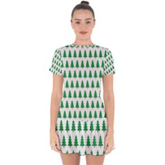 Christmas Background Christmas Tree Drop Hem Mini Chiffon Dress by Wegoenart