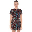 Stained Glass Mosaic Abstract Drop Hem Mini Chiffon Dress View1