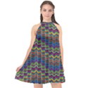 Decorative Ornamental Abstract Wave Halter Neckline Chiffon Dress  View1