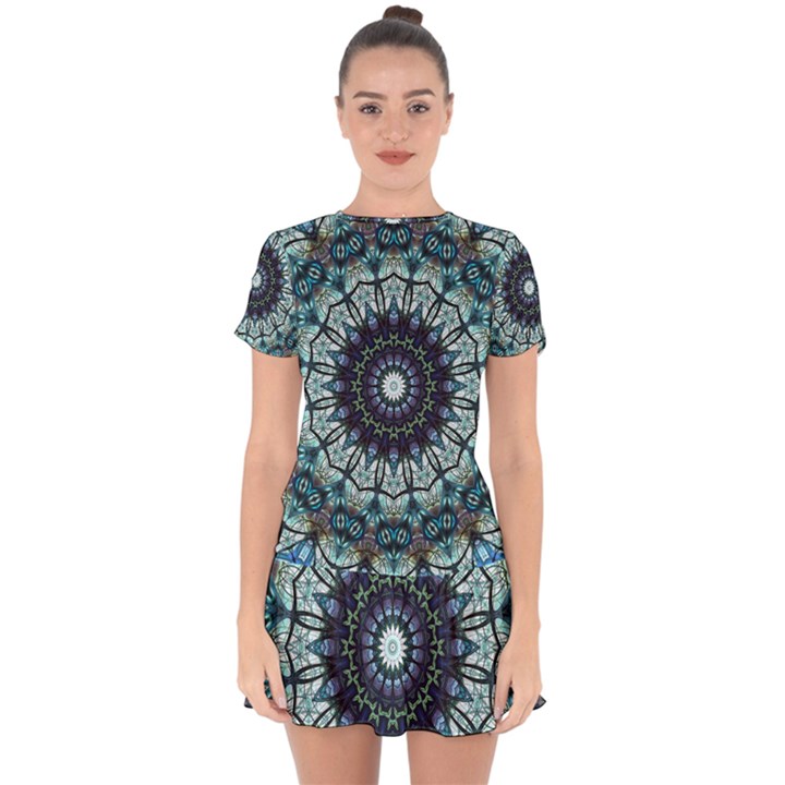 Pattern Abstract Background Art Drop Hem Mini Chiffon Dress