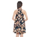 Wood Stick Piles Halter Neckline Chiffon Dress  View2