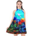 Psychedelic Spaceship Halter Neckline Chiffon Dress  View1