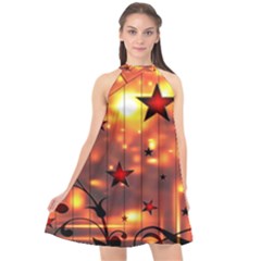 Star Radio Light Effects Magic Halter Neckline Chiffon Dress  by HermanTelo