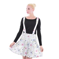 Floral Pattern Background Suspender Skater Skirt by Pakrebo