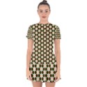 Pattern Flowers White Green Drop Hem Mini Chiffon Dress View1