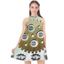 Gear Background Sprocket Halter Neckline Chiffon Dress  View1