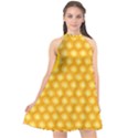 Abstract Honeycomb Background With Realistic Transparent Honey Drop Halter Neckline Chiffon Dress  View1