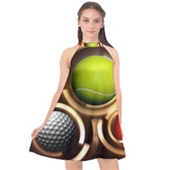 Sport Ball Tennis Golf Football Halter Neckline Chiffon Dress  by HermanTelo