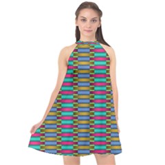 Seamless Tile Pattern Halter Neckline Chiffon Dress  by HermanTelo