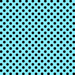 Polka Dots Black On Arctic Blue Fabric by FashionBoulevard