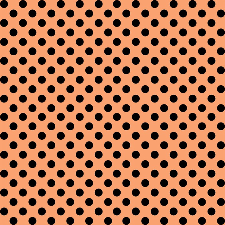 Polka Dots Black on Cantaloupe Orange Fabric