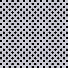 Polka Dots Black On Cloudy Grey Fabric by FashionBoulevard