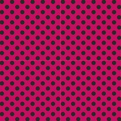 Polka Dots Black On Peacock Pink Fabric by FashionBoulevard