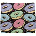 Colorful Donut Seamless Pattern On Black Vector Seat Cushion View1